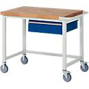 Werkbank serie 8000, verrijdbaar, met hangende schuiflade, B 1000 x D 700 x H 880 mm