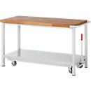 Werkbank serie 8000, verrijdbaar, neerlaatbaar, Legbord, B 1500 x D 700 x H 880 mm