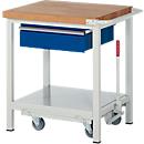 Werkbank serie 8001, verrijdbaar, neerlaatbaar, schuiflade, B 750 x D 700 x H 880 mm