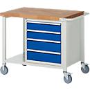 Werkbank serie 8162, verrijdbaar, 4 schuifladen, B 1000 x D 700 x H 880 mm