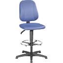 Werkstoel 9651, stoffen bekleding, glijders, voetenring, citadel middenblauw