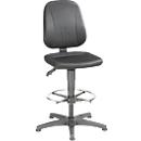 Werkstoel 9651, stoffen bekleding, glijders, voetenring, citadel zwart