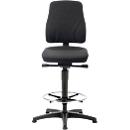 Werkstoel All-In-One 9631, opstaphulp en glijders, stoffen bekleding, Duotec zwart gemêleerd