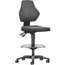 Werkstoel Allrounder, zonder armleuningen, permanent contact, met zit-stop-wielen, PU-bekleding, zwart