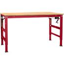Werktafel Ergo K, met zwengel, 1750 x 800 mm, tafelblad multiplex, robijnrood