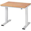 Werktisch Serie adlatus 300, Buche-Massiv-Platte, B 1000 x T 800 x H 720 - 1120 mm
