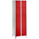 Wertfachschrank 300 mm, 2 Abteile, 10 Fächer, Sicherheitszylinderschloss, Fuß, feuerrot