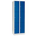 Wertfachschrank 300 mm, 2 Abteile, 6 Fächer, Sicherheitszylinderschloss, Sockel, enzianblau