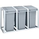 Wertstoffsammler Hailo ProfiLine XL, Dreiermodul, Volumen 114 l, L 415 x B 1050 x H 750 mm, Kunststoff, grau