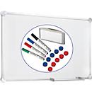 Whiteboard 2000 MAULpro, weiss kunststoffbeschichtet, magnethaftend, Rahmen silber, B 1200 x H 900 mm + 15-teiliges Zubehör-Set