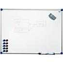 Whiteboard 2000 MAULpro, wit kunststof gecoat, magnetisch, frame zilver, B 1200 x H 900 mm + 15-delige accessoireset