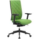 WIKI-bureaustoel, met armleuningen, stoffen rugleuning, kunststof frame, groen
