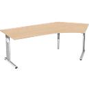 Winkelschreibtisch 135° ALICANTE, C-Fuß, Ansatz rechts, B 2166 x T 800 x H 680-820 mm, Buche-Dekor