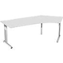 Winkelschreibtisch 135° ALICANTE, C-Fuß, Ansatz rechts, B 2166 x T 800 x H 680-820 mm, lichtgrau