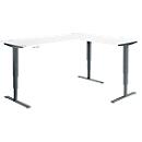 Winkelschreibtisch AERO FLEX, elektrisch höhenverstellbar, 90° Winkel, T-Fuß, B 2000 x T 1600 mm, weiß/anthrazit + Memorypanel