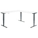 Winkelschreibtisch AERO FLEX, elektrisch höhenverstellbar, 90° Winkel, T-Fuß, B 2000 x T 2000 mm, weiß/anthrazit + Memorypanel