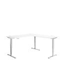 Winkelschreibtisch AERO FLEX, elektrisch höhenverstellbar, 90° Winkel, T-Fuß, B 2000 x T 2000 mm, weiß/weißalu + Memorypanel
