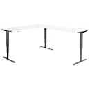 Winkelschreibtisch AERO FLEX, elektrisch höhenverstellbar, 90° Winkel, T-Fuß, B 2000 x T 2400 mm, weiß/anthrazit + Memorypanel