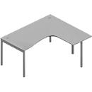 Winkelschreibtisch ARLON-OFFICE, 4-Fuß, Ansatz links, B 1600 x T 1200 x H 730 mm, lichtgrau