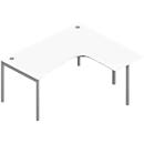 Winkelschreibtisch ARLON-OFFICE, 4-Fuß, Ansatz links, B 1600 x T 1200 x H 730 mm, weiß