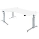 Winkelschreibtisch PLANOVA ERGOSTYLE, elektr. höhenverstellbar, 90° Winkel links, B 2000 x H 715-1182 mm, weiß/weißalu + Memory Master