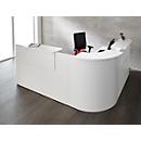 Winkeltheke Come-In, rund, L 2125 x B 2525 mm, weiss, 3 Ablagen in Weiss, Eckelement weiss 