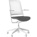 WithMe bureaustoel, met armleuningen, auto-synchroon mechanisme, vlakke zitting, geperforeerde kunststof rugleuning, afneembare bekleding, lichtgrijs/zwart
