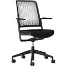 WithMe bureaustoel, met armleuningen, auto-synchroon mechanisme, vlakke zitting, geperforeerde kunststof rugleuning, afneembare bekleding, zwart