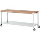 Workbench series 8000, mobile, workpiece shelf made of sheet steel, W 2000 x D 700 x H 880 mm