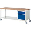 Workbench series 8152, mobile, with drawer, W 2000 x D 700 x H 880 mm