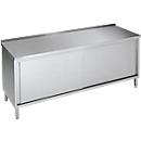 Workshop sliding door cabinet, W 1600 x D 700 x H 850 mm, stainless steel