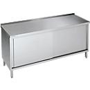 Workshop sliding door cabinet, W 2000 x D 700 x H 850 mm, stainless steel