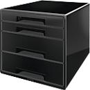 WOW CUBE 5213 LEITZ® drawer block, 4 drawers, A4 format, polystyrene, black