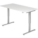 Writing Desk Ulm, height adjustable, electr., T-leg, W 1600 mm, light grey