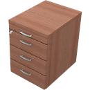 X-TIME WORK mobile pedestal, utensil drawer & 3 drawers, 420 x 560 x 580 mm, walnut Canaletto decor