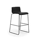Zerosedici bar stool, stackable, black lacquered frame, black cover, 2 pieces