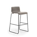 Zerosedici bar stool, stackable, black lacquered frame, gray cover, 2 pieces