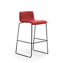 Zerosedici bar stool, stackable, black lacquered frame, red cover, 2 pieces