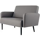 Zweisitzer Sofa meet® by Paperflow LISBOA, desinfektionsmittelbeständiger Kunstlederbezug grau, Fußgestell schwarz, B 1240 x T 815 x H 830 mm