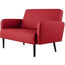 Zweisitzer Sofa meet® by Paperflow LISBOA, desinfektionsmittelbeständiger Kunstlederbezug rot, Fußgestell schwarz, B 1240 x T 815 x H 830 mm
