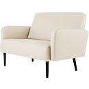 Zweisitzer Sofa meet® by Paperflow LISBOA, desinfektionsmittelbeständiger Kunstlederbezug weiß, Fußgestell schwarz, B 1240 x T 815 x H 830 mm