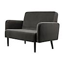 Zweisitzer Sofa meet® by Paperflow LISBOA, Samtbezug anthrazit, Fußgestell schwarz, B 1240 x T 815 x H 830 mm