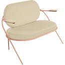Zweisitzer Sofa Meet by Paperflow Saturne, mit Armlehnen, B 1180 x T 730 x H 880 mm, Stahlrohr, Kunstleder, Rosa/Elfenbein
