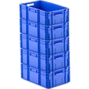  Euro Box série MF 6220, set économique de 5 pièces, en polypropylène, capacité 41,6 l, sans couvercle, L 600 x l 400 x H 220 mm, bleu
