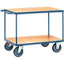 Fetra Etagewagen met 2 etages, L 850 x B 500 mm, draagvermogen 600 kg, met TPE-wielen, briljantblauw RAL 5007