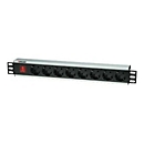 "Intellinet 19"" Rackmount 8-Way Power Strip - German Type, With On/Off Switch, No Surge Protection - Steckdosenleiste"