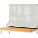  Rau Structure de système de table de travail, set complet, pour largeur de système 1250 mm, plaque perforée, tablette métallique inclinable, charge admissible 50 kg, gris clair