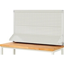  Rau Structure de système de table de travail, set complet, pour largeur de système 1500 mm, plaque perforée, tablette métallique inclinable, charge admissible 50 kg, gris clair