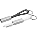 3-in-1 sleutelring met USB-kabel, type C, Android/iOS, Opladen + transfer, wit, ruimte voor reclameprint