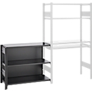Aanbouwrek voor ORDO Home rekken, 3 legborden, multifunctioneel, verrijdbaar, B 1060 x D 435 x H 825 mm, gitzwart mat RAL 9005